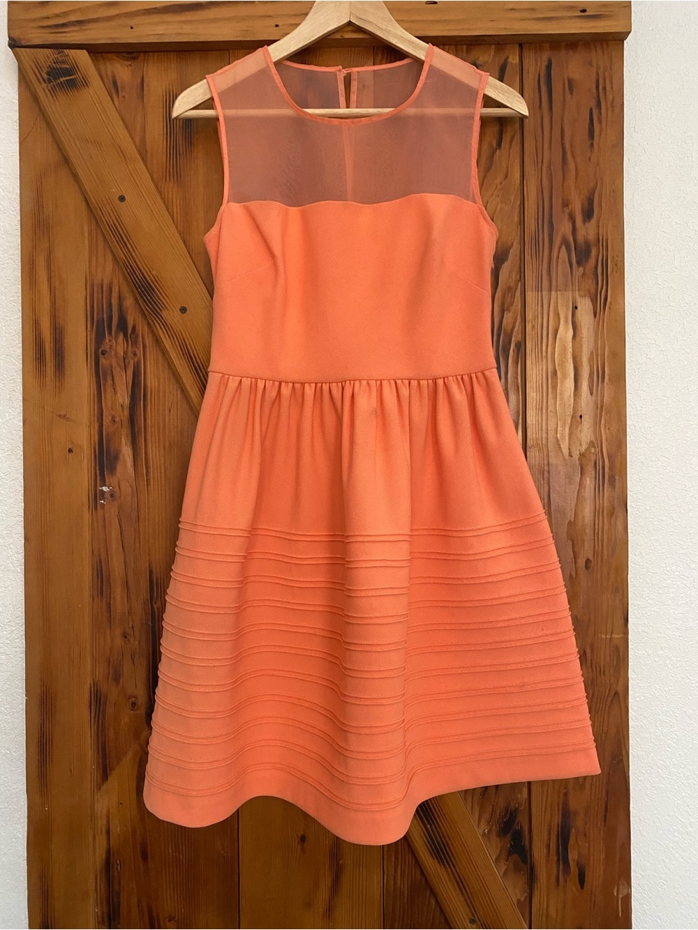 Betsey Johnson Orange Mesh Yoke Party Dress